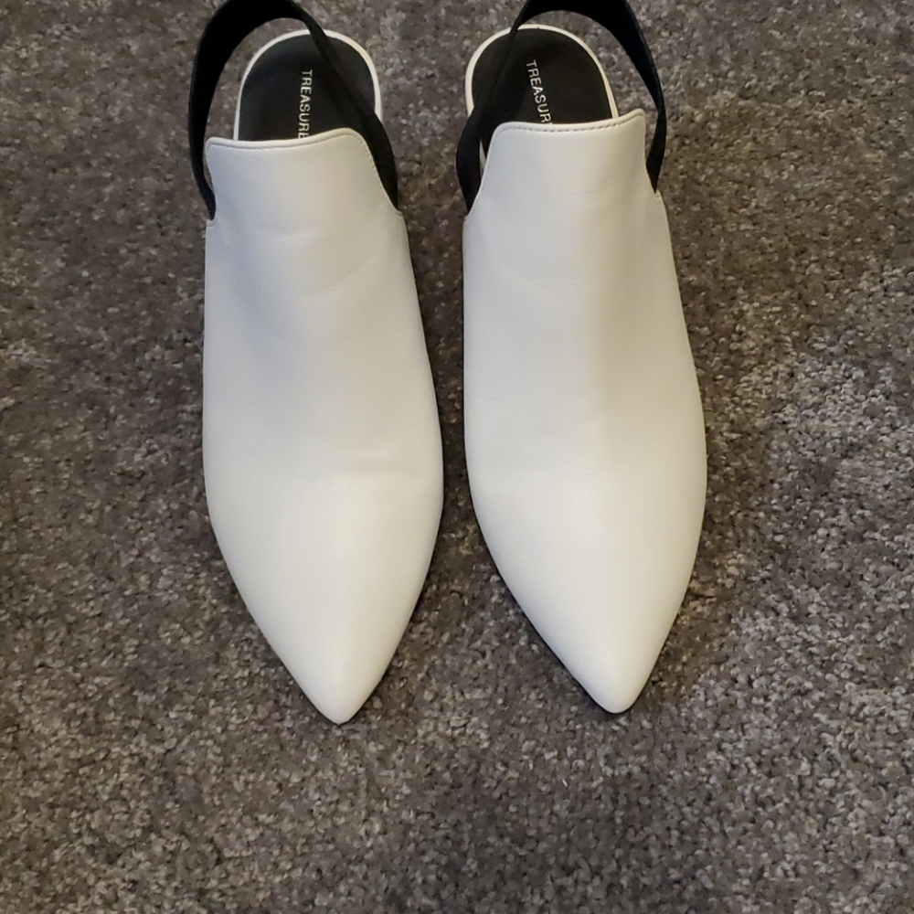 White sling back booties